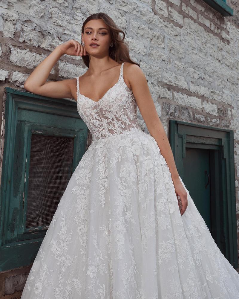 124128 sweetheart or high neck ball gown wedding dress with lace and pockets6